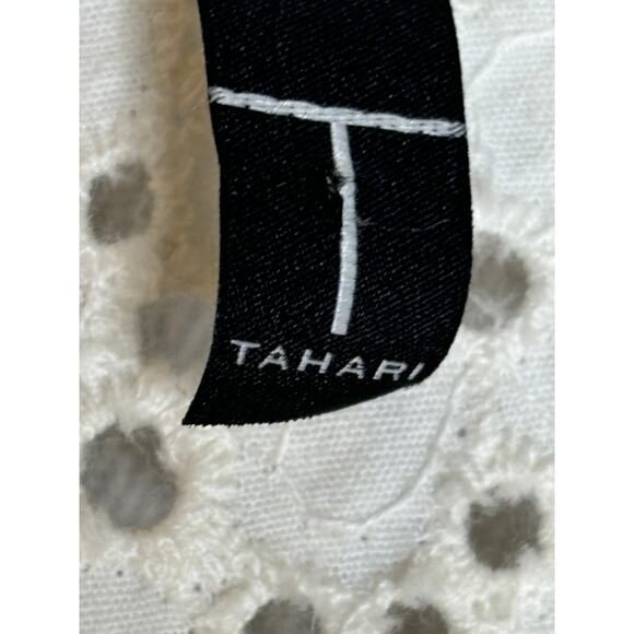 Tahari Ivory Eyelet Sleeveless Dress with Full Slip Liner with Hidden Snaps XS/S - Picture 4 of 9